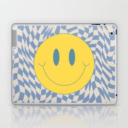Smiley baby blue warp checked Laptop Skin
