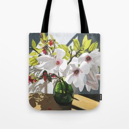 Magnolia in Green Vase Tote Bag
