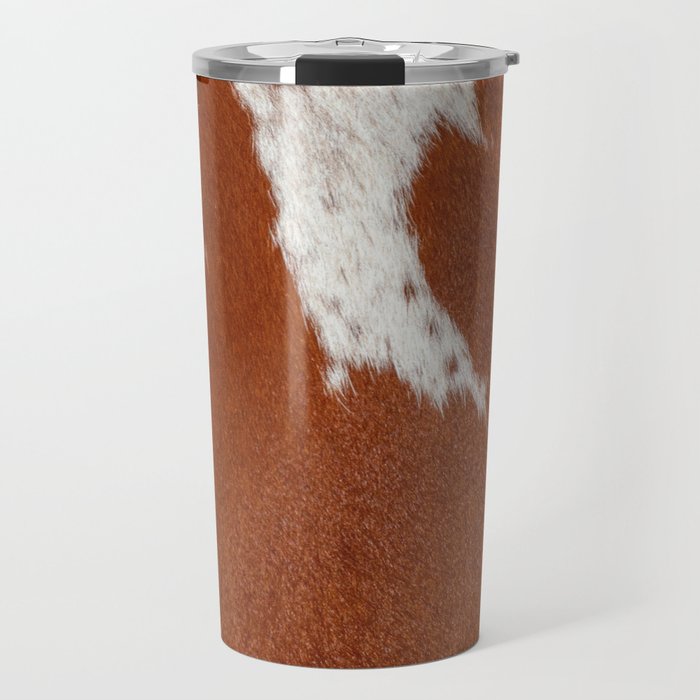 Cowhide, Cow Skin Print Pattern Modern Cowhide Faux Leather Travel Mug