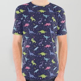 Dinosaurs in Space All Over Graphic Tee