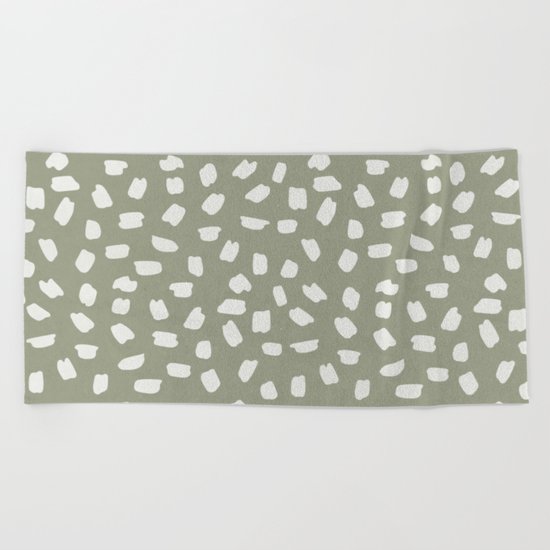 Simply Ink Splotch Lunar Gray on Green Tea Beach Towel