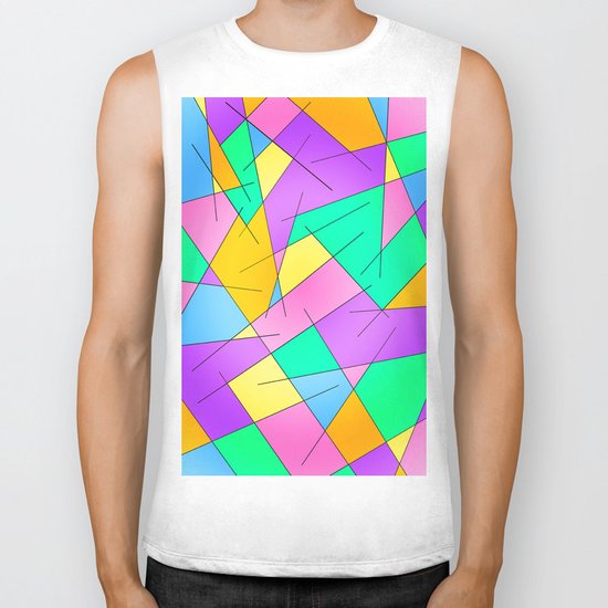 ABSTRACT LINES #1 (Multicolored Vivid) Biker Tank