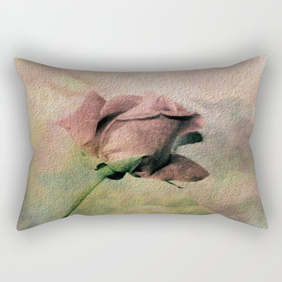 Painterly Pink Rose Bud Rectangular Pillow
