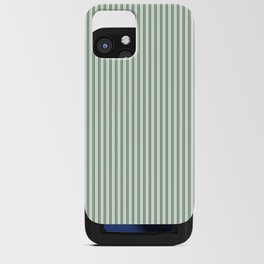 Fern Green and White Micro Vertical Vintage English Country Cottage Ticking Stripe iPhone Card Case