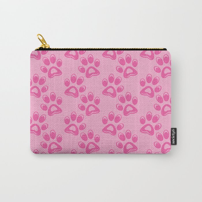 Cat pink paw prints pattern Carry-All Pouch