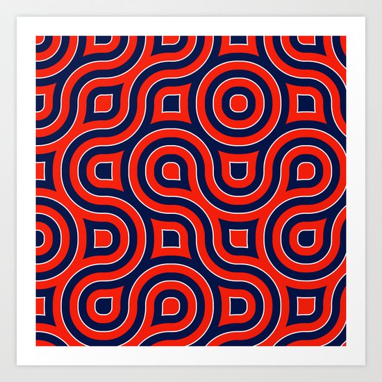Red Deep blue spirale Art Print