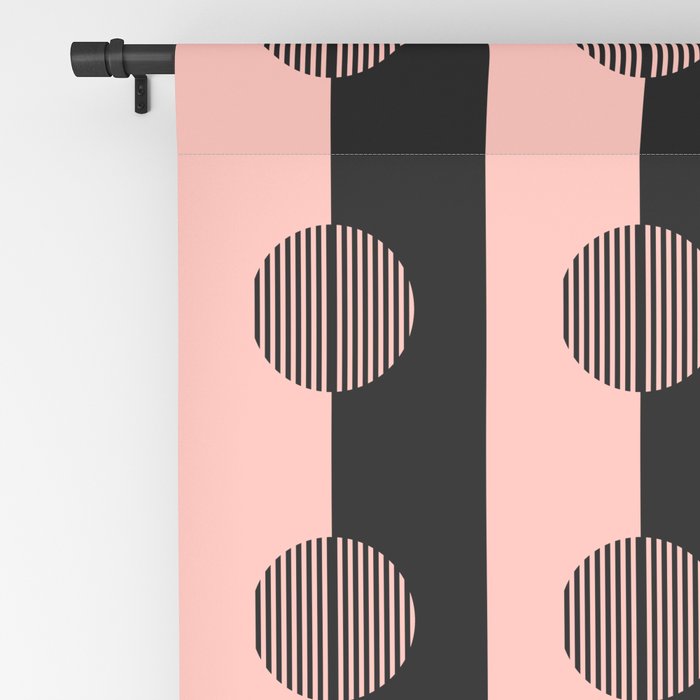 Horizons Geometric Stripes - Peach Pink & Black Blackout Curtain