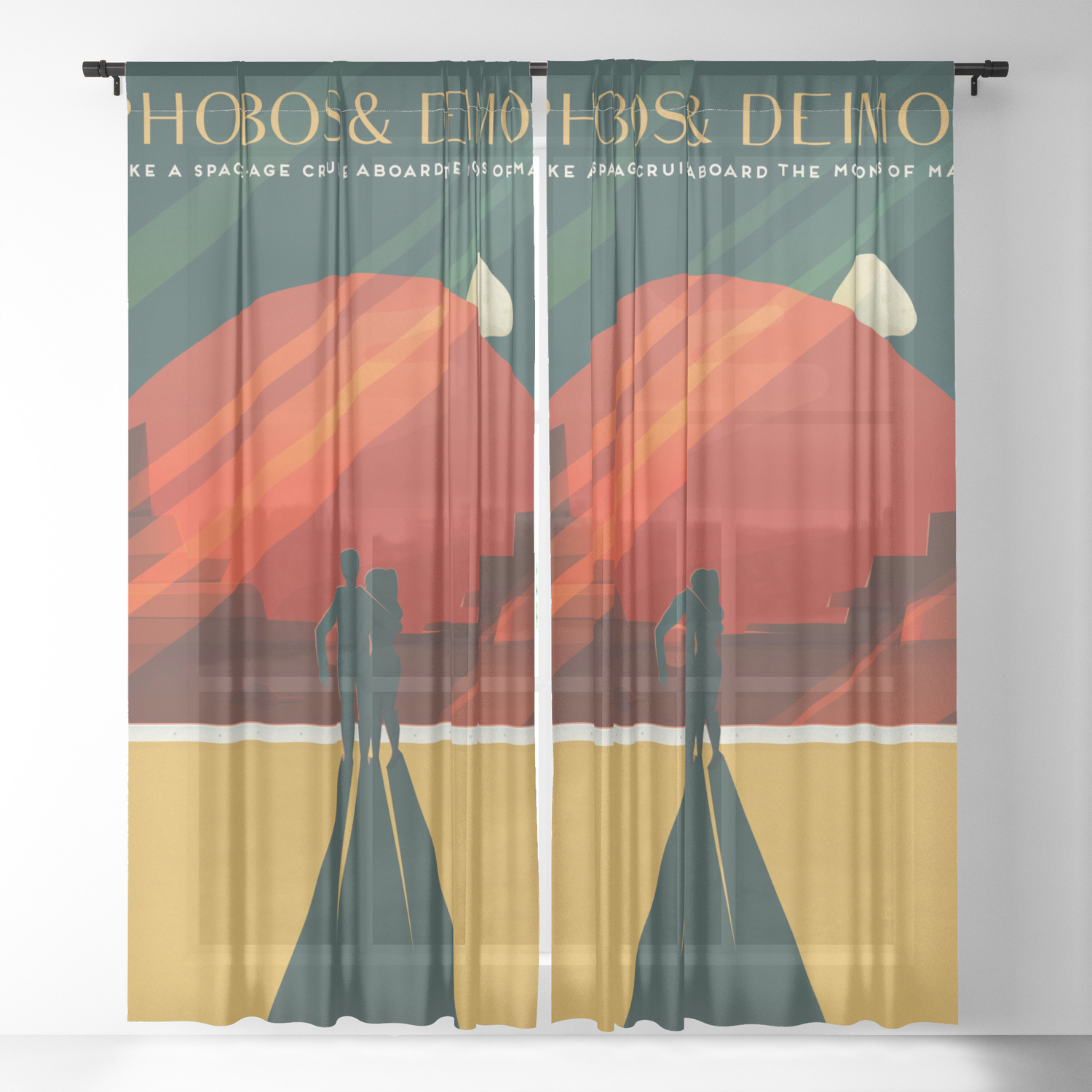 Spacex Travel Poster Phobos And Deimos Moons Of Mars Sheer Curtain By Ninboy Society6