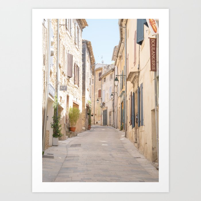 Street In Ménerbes, France | French Provence Travel Photography Art Print | Pastel Color Architecture Photo Art Print
