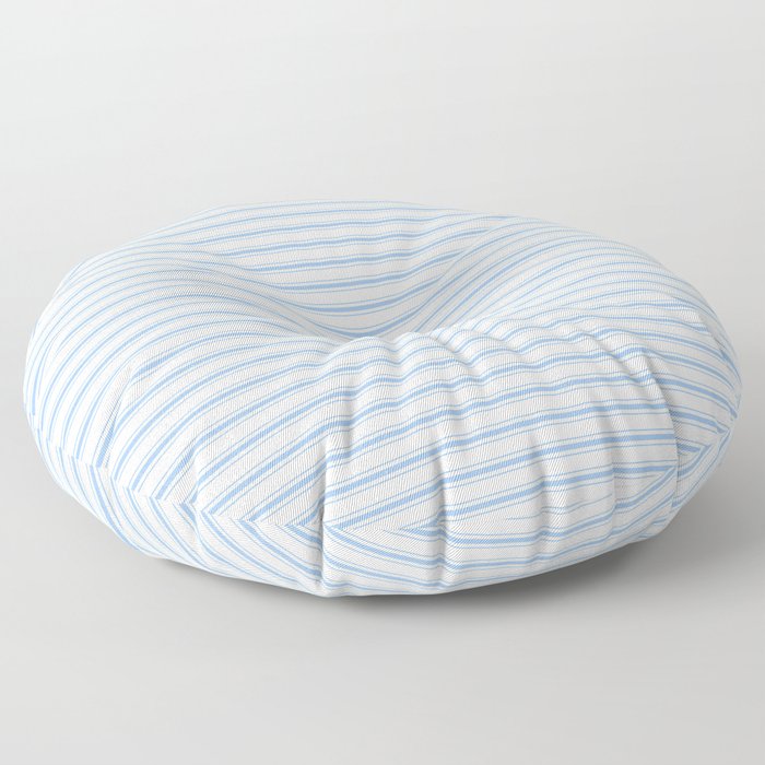 Mattress Ticking Narrow Horizontal Stripe in Pale Blue and White Floor Pillow