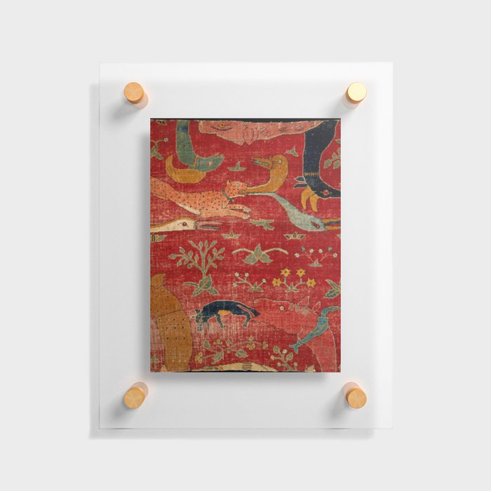 Animal Grotesques Mughal Carpet Fragment Digital Painting Floating Acrylic Print