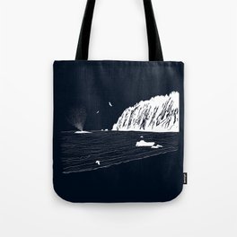 Whale Sighting White on Deep Navy Tote Bag