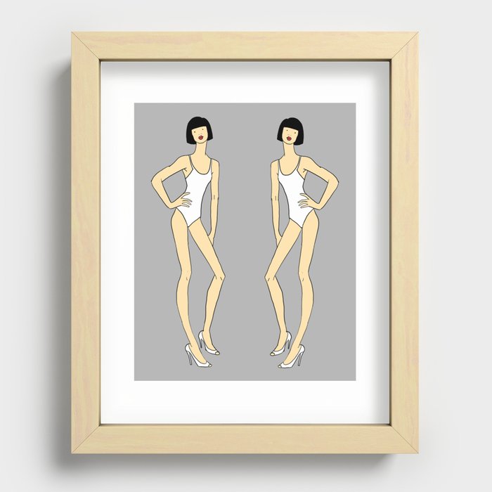 Creepy Fashion Model Twins Recessed Framed Print