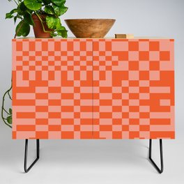 Checkerboard Pattern - Red 2 Credenza