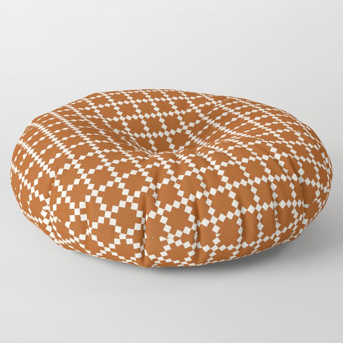 Geometric retro orange pattern Floor Pillow