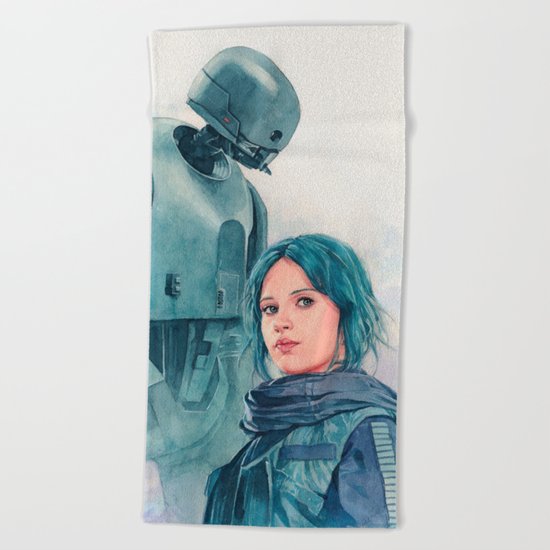 Jyn Erso and K-2so Beach Towel