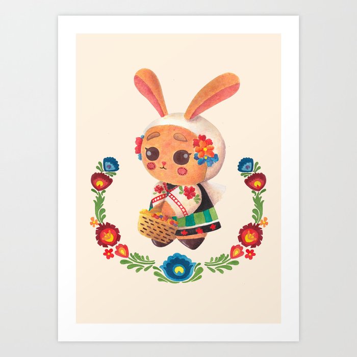 The Cute Bunny in Polish Costume Art Print