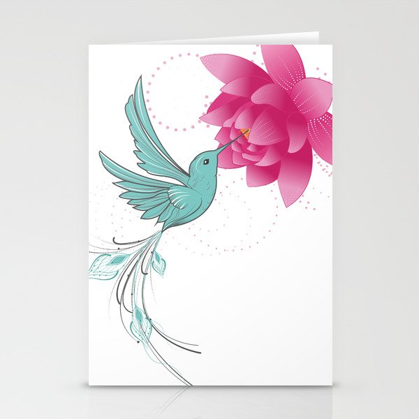 hummingbird in lotus Stationery Cards