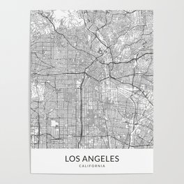 Vintage Styled Map of Los Angeles | Black and White Poster Giclée Poster