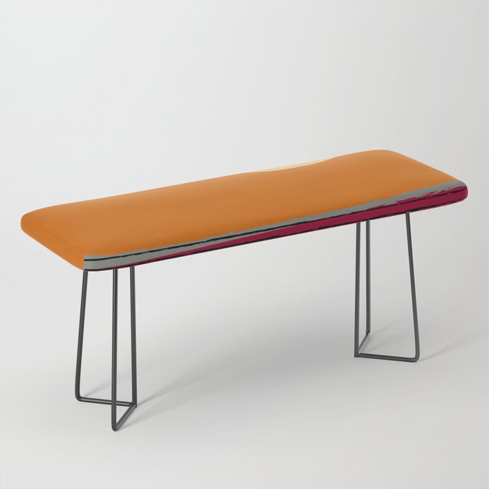 Shore - Red and Orange Minimalistic Colorful Sunset Art Design Pattern  Bench