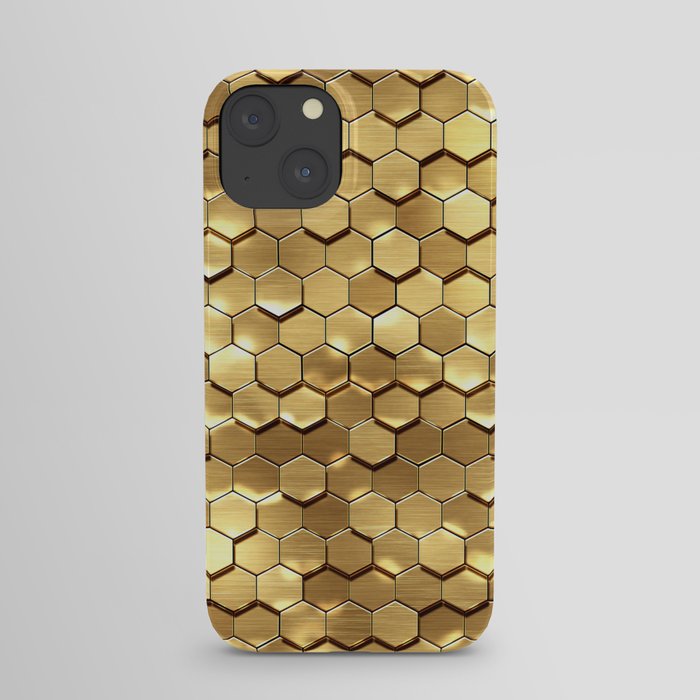 Golden honeycomb pattern iPhone Case