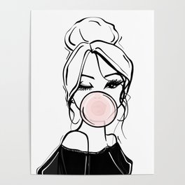 Bubble Gum Wink Poster