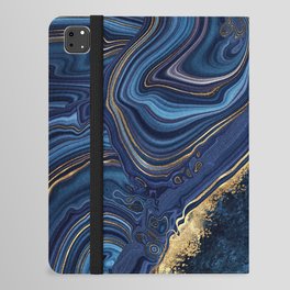 Midnight Blue + Gold Abstract Swirl iPad Folio Case