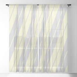 [ Thumbnail: Light Gray & Light Yellow Colored Striped/Lined Pattern Sheer Curtain ]