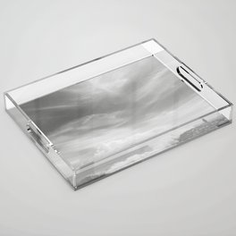 alone at the ocean in black and white Acrylic Tray