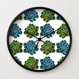 Succulents Pattern (Green & Blue) Wall Clock