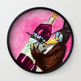 Vintage Pink Bitter Campari 'Penguin' Aperitif Lithograph Advertisement Poster Wall Clock