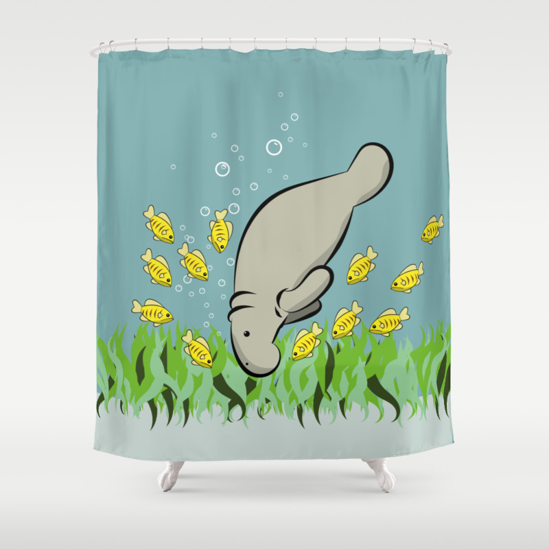 Manatee And Fish Shower Curtain By Zolinstudio Society6