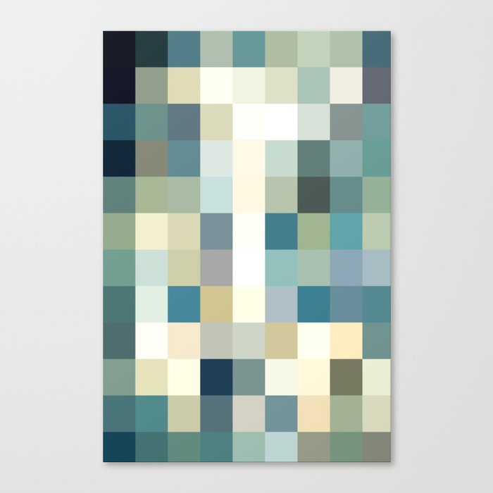 geometric pixel square pattern abstract background in blue green brown Canvas Print