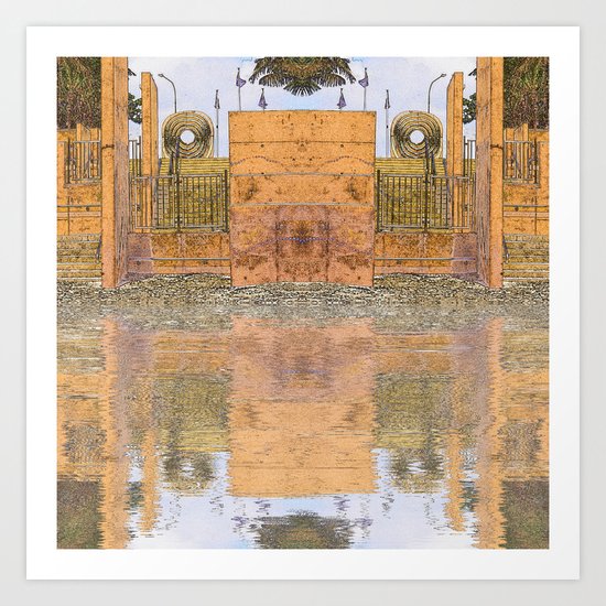 Beach stairs reflected in abstract Art Print