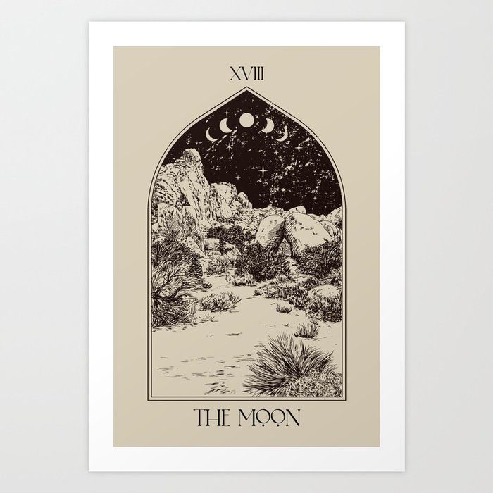 The Moon Tarot Card Poster. Mystic Landscape. Esoteric tarot. moon Art Print NKTN | Society6