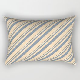 [ Thumbnail: Light Slate Gray & Tan Colored Lines Pattern Rectangular Pillow ]