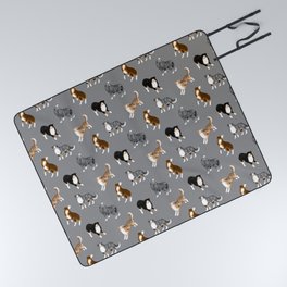 Australian Shepherd Pattern (Gray Background) Picnic Blanket