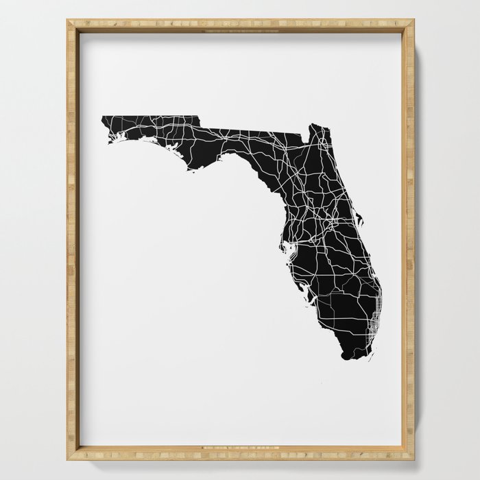 Florida Black Map Serving Tray