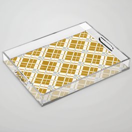 Tan brown gingham checked Acrylic Tray