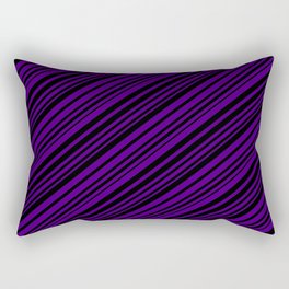 [ Thumbnail: Black and Indigo Colored Lines/Stripes Pattern Rectangular Pillow ]