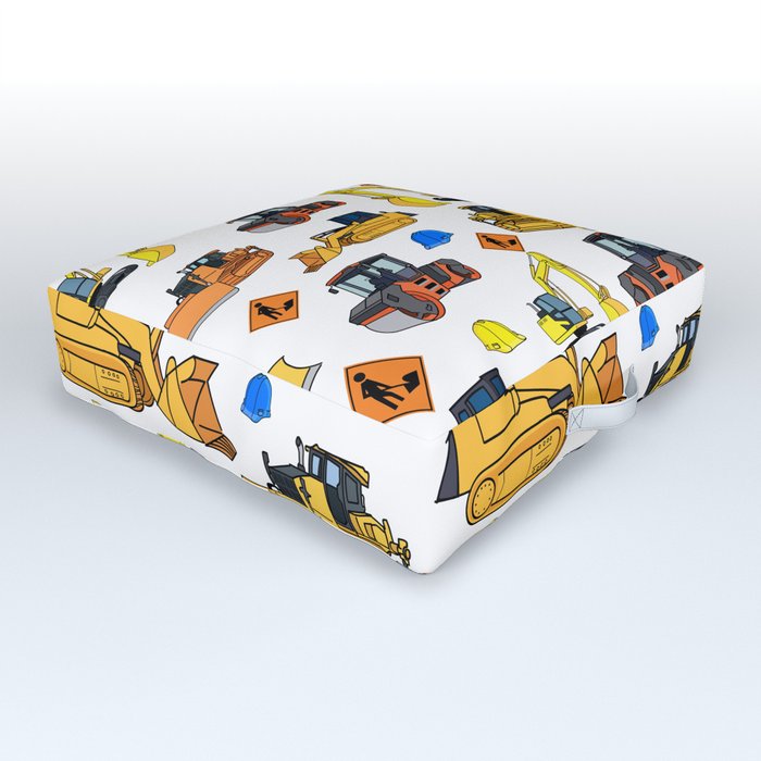 Construction Vehicles Pattern Outdoor Floor Cushion