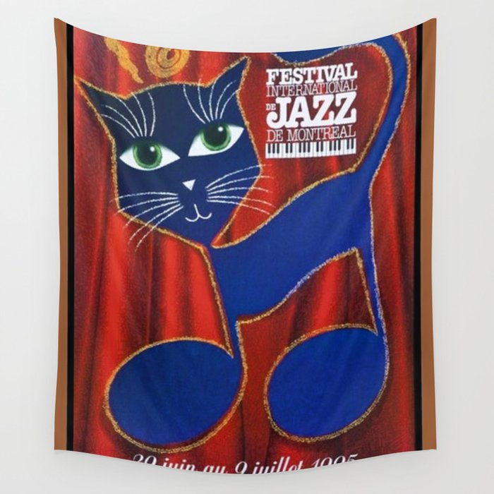 1995 Montreal Jazz Festival Cool Cats Poster Gig Advertisement Wall Tapestry