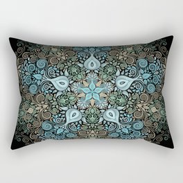 Baroque Garden Turquoise Blue Mandala Rectangular Pillow
