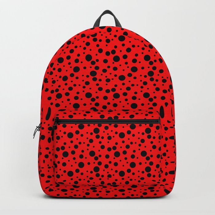 Ladybug style - scarlet red background and black polka dots Backpack