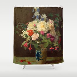 Vase of Flowers, 1875 by George Cochran Lambdin Shower Curtain