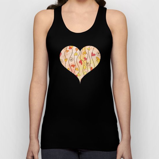 Heart and Spiral Botanic Pattern III - Fall Love Unisex Tank Top