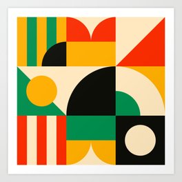 Bauhaus Inspired seamless Pattern Vector Flat Design Art Print