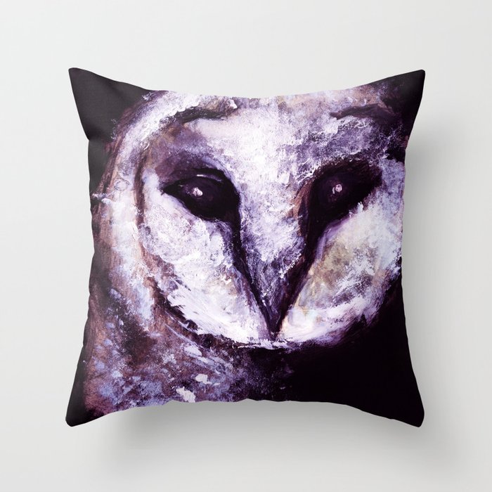 Barn Owl Painting by Lil Owl Studio Throw Pillow