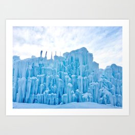 Photograph of a Dramatically Elaborate Frozen Ice Castle on a Sunny and Very Cold Winter's Day Art Print