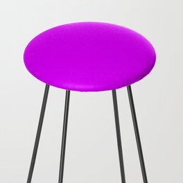 Psychedelic Purple Solid Color Popular Hues Patternless Shades of Magenta Collection Hex #df00ff Counter Stool